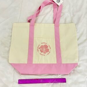 Large Hawaii Pink and Cream Tote Bag